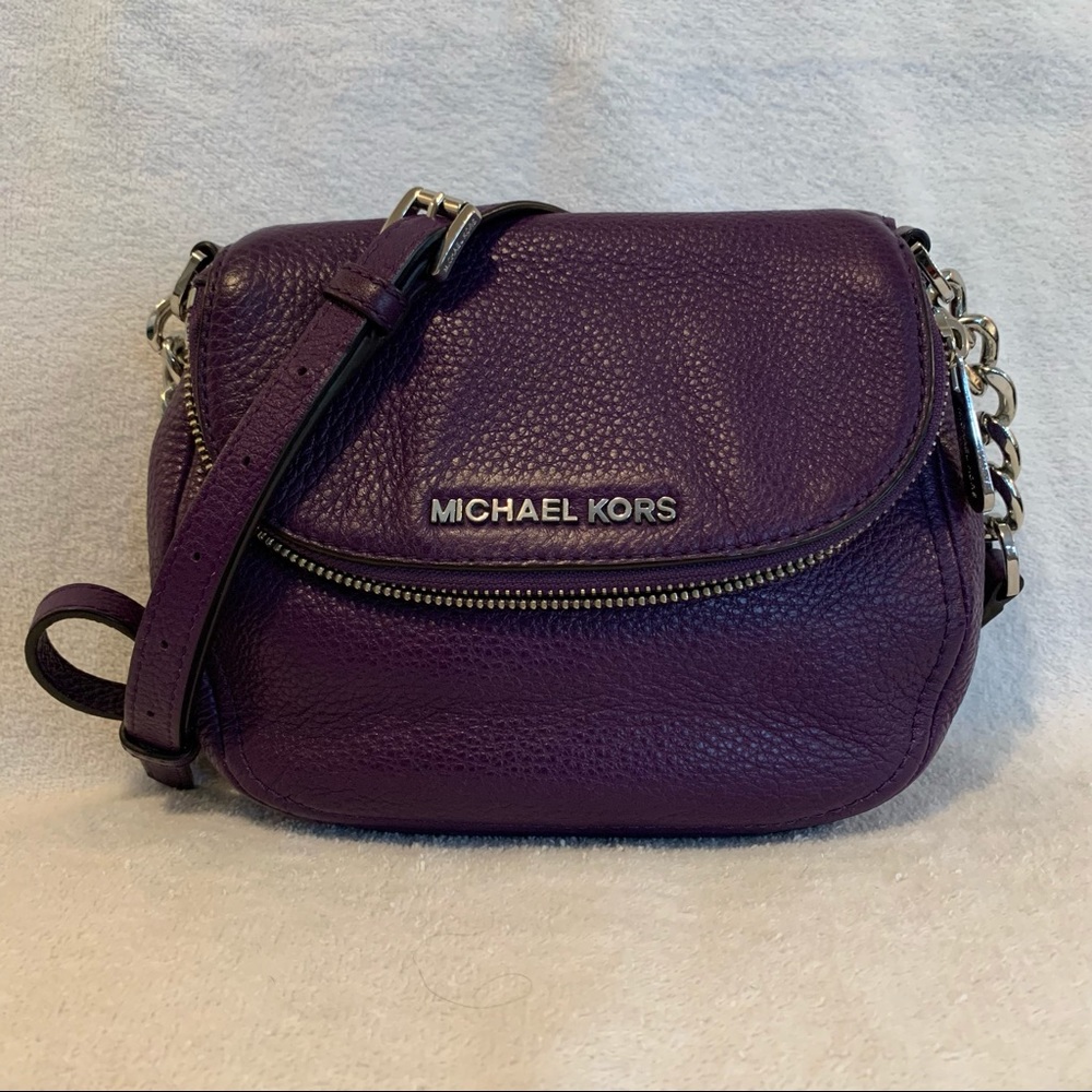 MK Purple Pebbled Leather Crossbody Bag